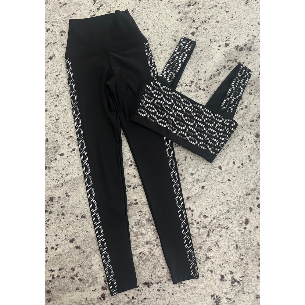 Beach Riot Black Rhinestone Infinity Legging & Sports Bra Set XS/S *READ*